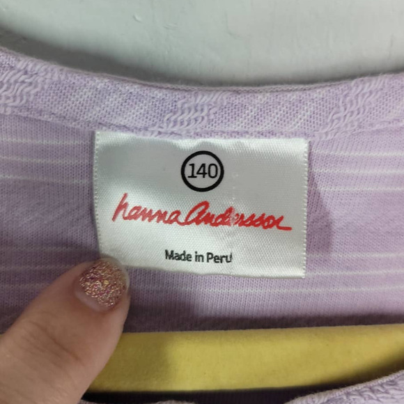 Hanna Andersson Kids Girls Striped Cotton Tie Straps Dress Purple White Size 10 - Picture 3 of 5